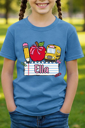 Youth Personalized Back-to-School Name Tag Girl Short Sleeve Relaxed Fit T-Shirt *Enter Kid's Name - Wholesale Accessory Market