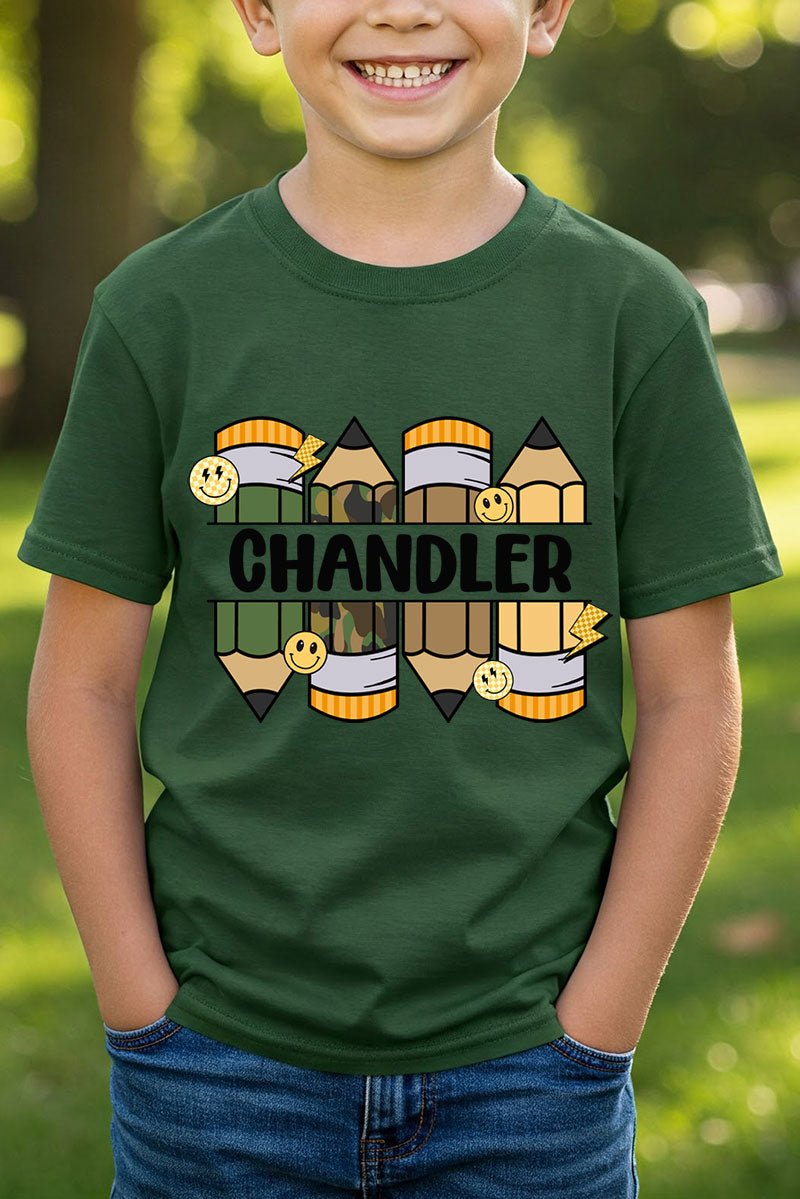 Youth Personalized Camo Pencil Pack Short Sleeve Relaxed Fit T-Shirt *Enter Kid's Name - Wholesale Accessory Market