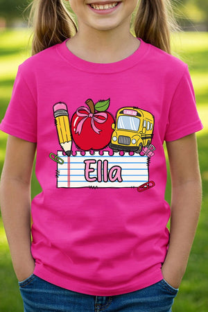 Youth Personalized Back-to-School Name Tag Girl Short Sleeve Relaxed Fit T-Shirt *Enter Kid's Name - Wholesale Accessory Market