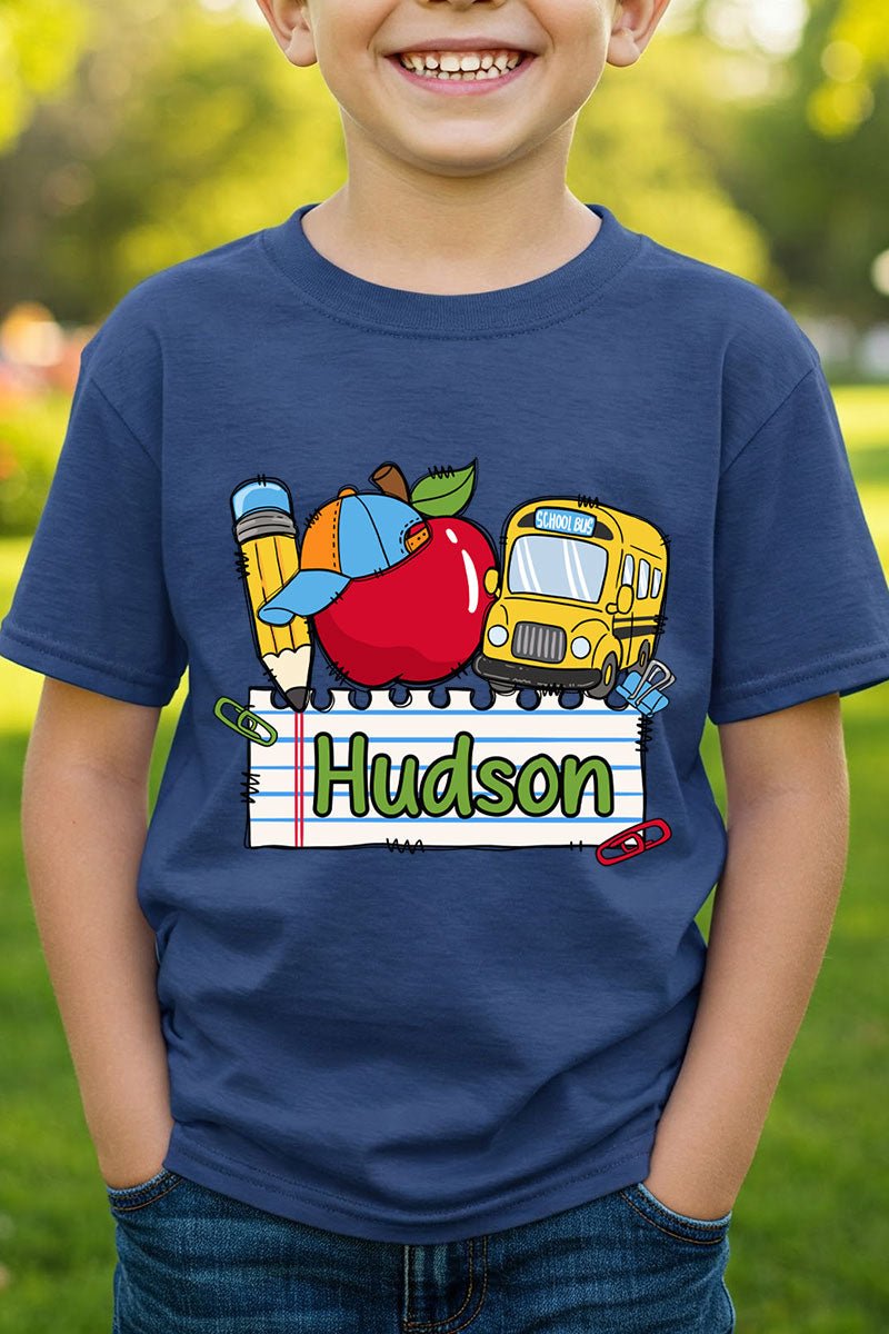 Youth Personalized Back-to-School Name Tag Boy Short Sleeve Relaxed Fit T-Shirt *Enter Kid's Name - Wholesale Accessory Market