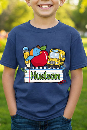 Youth Personalized Back-to-School Name Tag Boy Short Sleeve Relaxed Fit T-Shirt *Enter Kid's Name - Wholesale Accessory Market