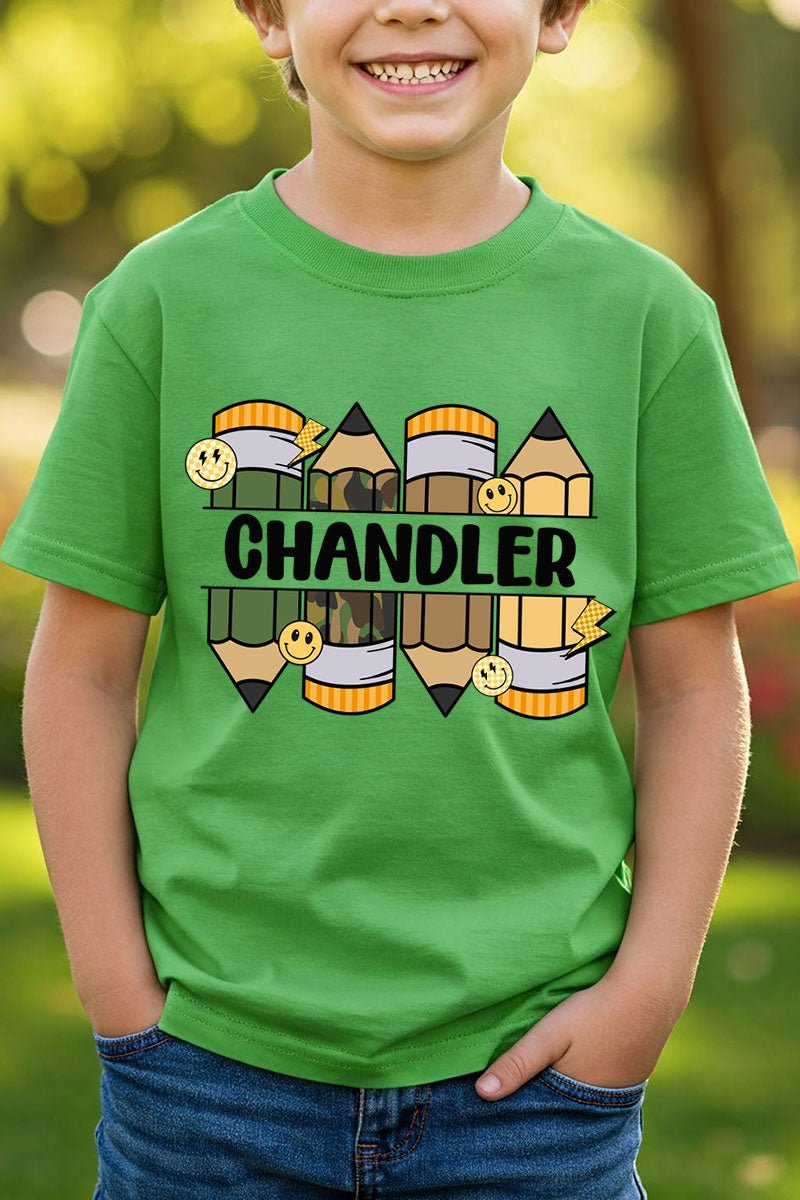Youth Personalized Camo Pencil Pack Short Sleeve Relaxed Fit T-Shirt *Enter Kid's Name - Wholesale Accessory Market
