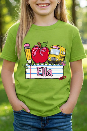 Youth Personalized Back-to-School Name Tag Girl Short Sleeve Relaxed Fit T-Shirt *Enter Kid's Name - Wholesale Accessory Market