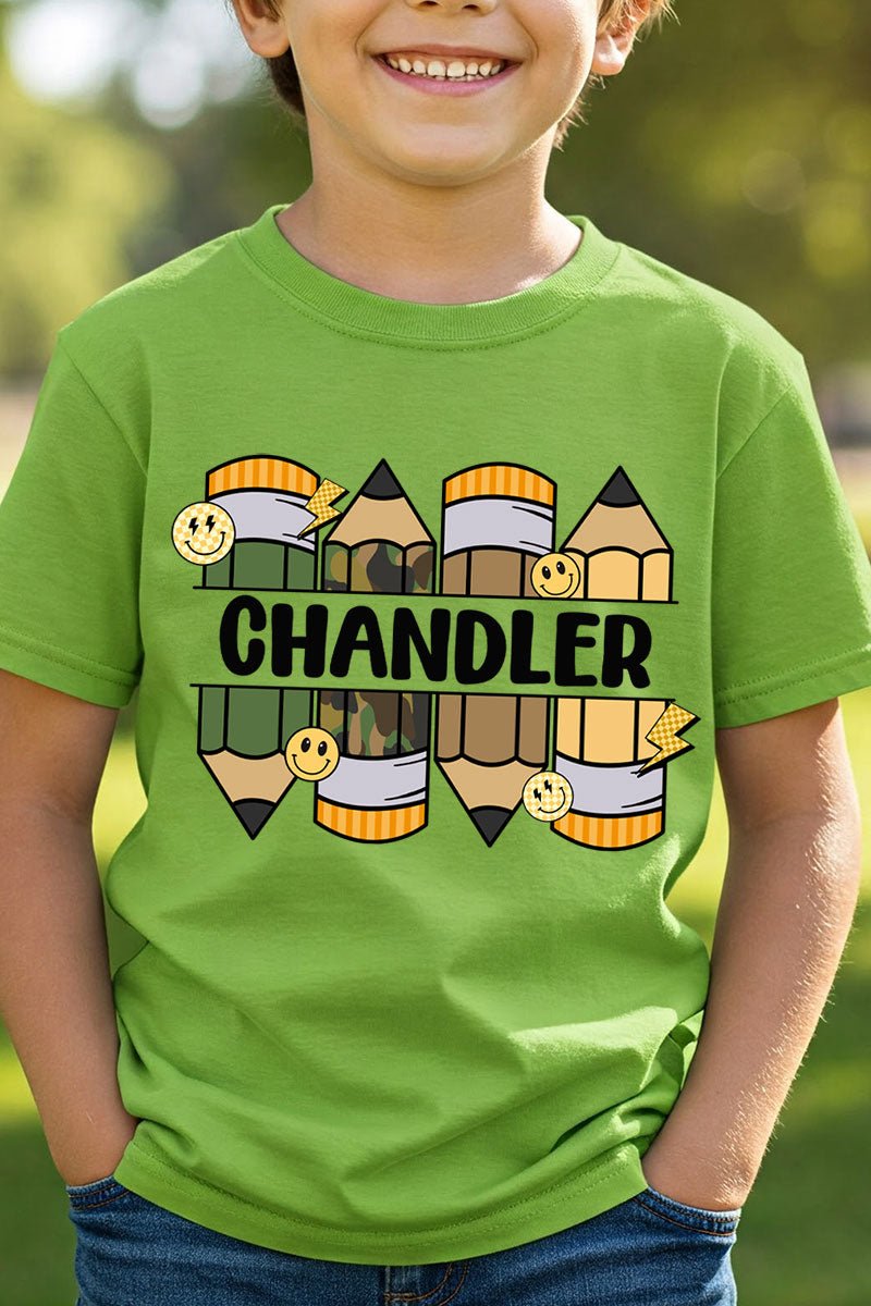Youth Personalized Camo Pencil Pack Short Sleeve Relaxed Fit T-Shirt *Enter Kid's Name - Wholesale Accessory Market