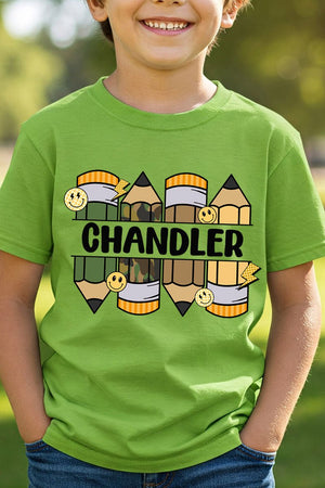 Youth Personalized Camo Pencil Pack Short Sleeve Relaxed Fit T-Shirt *Enter Kid's Name - Wholesale Accessory Market