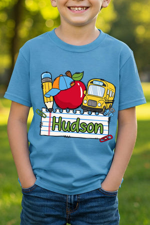 Youth Personalized Back-to-School Name Tag Boy Short Sleeve Relaxed Fit T-Shirt *Enter Kid's Name - Wholesale Accessory Market