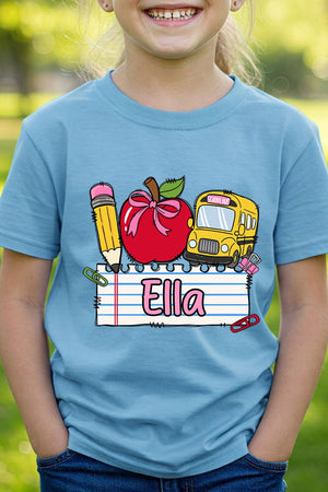 Youth Personalized Back-to-School Name Tag Girl Short Sleeve Relaxed Fit T-Shirt *Enter Kid's Name - Wholesale Accessory Market