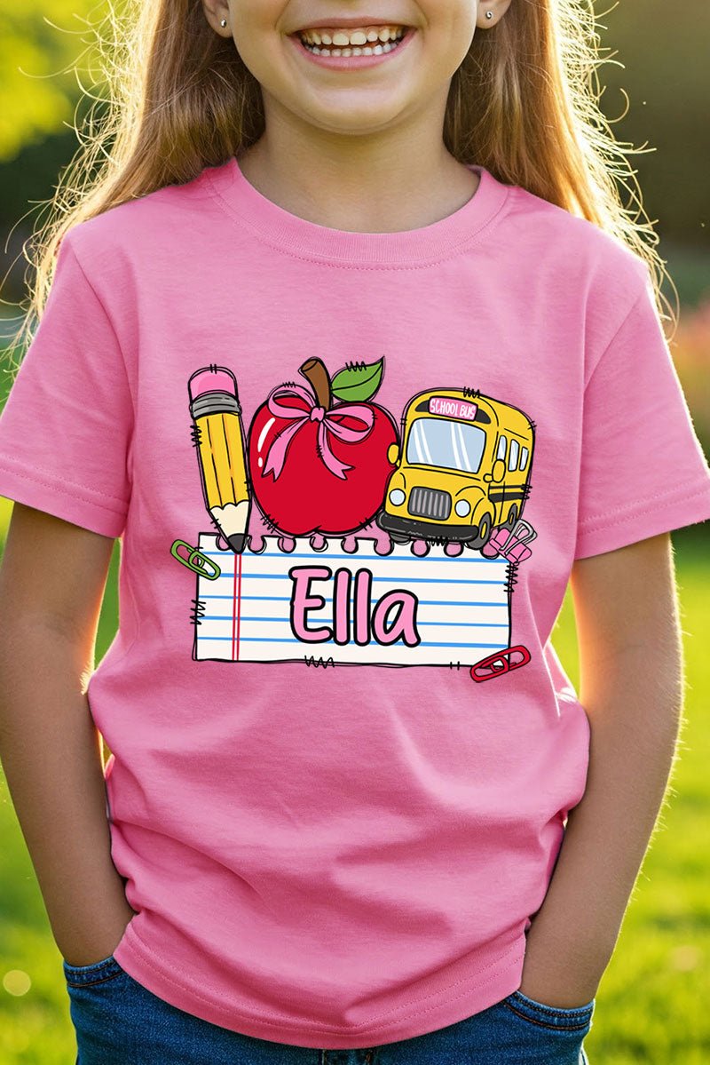 Youth Personalized Back-to-School Name Tag Girl Short Sleeve Relaxed Fit T-Shirt *Enter Kid's Name - Wholesale Accessory Market