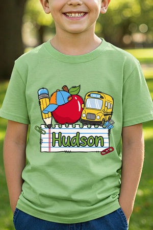 Youth Personalized Back-to-School Name Tag Boy Short Sleeve Relaxed Fit T-Shirt *Enter Kid's Name - Wholesale Accessory Market