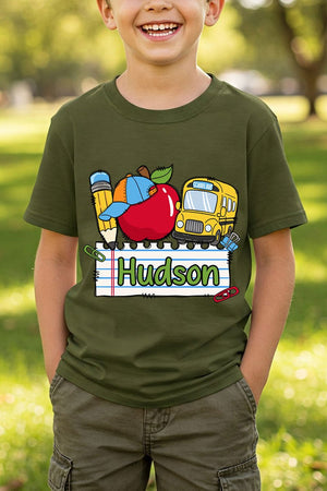 Youth Personalized Back-to-School Name Tag Boy Short Sleeve Relaxed Fit T-Shirt *Enter Kid's Name - Wholesale Accessory Market