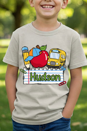 Youth Personalized Back-to-School Name Tag Boy Short Sleeve Relaxed Fit T-Shirt *Enter Kid's Name - Wholesale Accessory Market