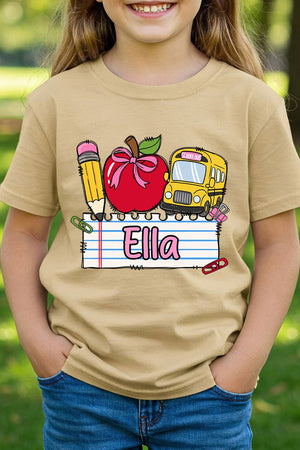 Youth Personalized Back-to-School Name Tag Girl Short Sleeve Relaxed Fit T-Shirt *Enter Kid's Name - Wholesale Accessory Market