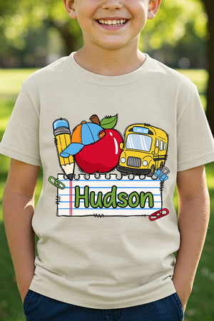 Youth Personalized Back-to-School Name Tag Boy Short Sleeve Relaxed Fit T-Shirt *Enter Kid's Name - Wholesale Accessory Market