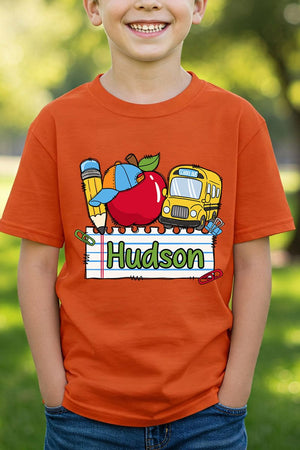 Youth Personalized Back-to-School Name Tag Boy Short Sleeve Relaxed Fit T-Shirt *Enter Kid's Name - Wholesale Accessory Market
