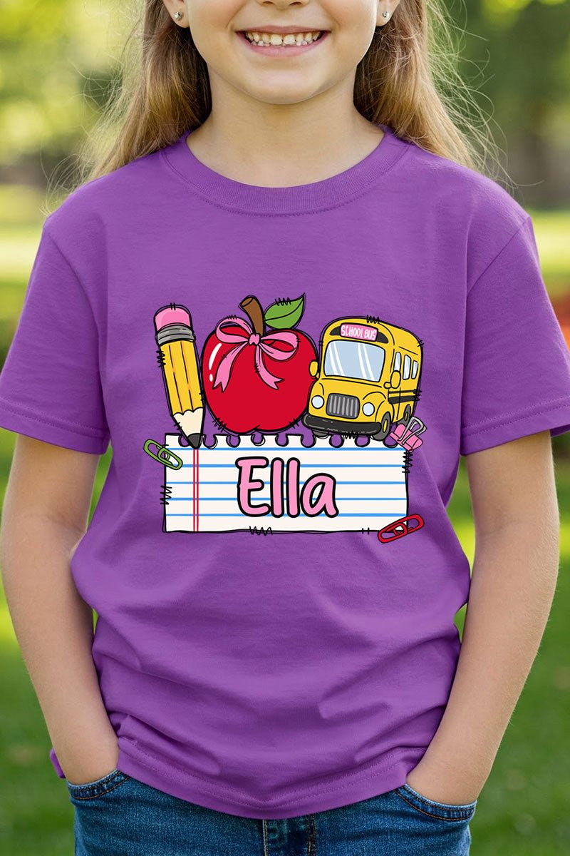 Youth Personalized Back-to-School Name Tag Girl Short Sleeve Relaxed Fit T-Shirt *Enter Kid's Name - Wholesale Accessory Market