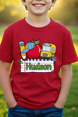 Youth Personalized Back-to-School Name Tag Boy Short Sleeve Relaxed Fit T-Shirt *Enter Kid's Name - Wholesale Accessory Market