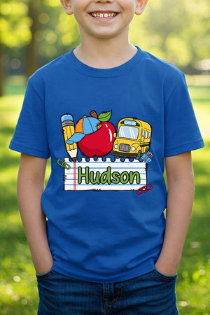 Youth Personalized Back-to-School Name Tag Boy Short Sleeve Relaxed Fit T-Shirt *Enter Kid's Name - Wholesale Accessory Market