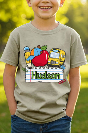 Youth Personalized Back-to-School Name Tag Boy Short Sleeve Relaxed Fit T-Shirt *Enter Kid's Name - Wholesale Accessory Market