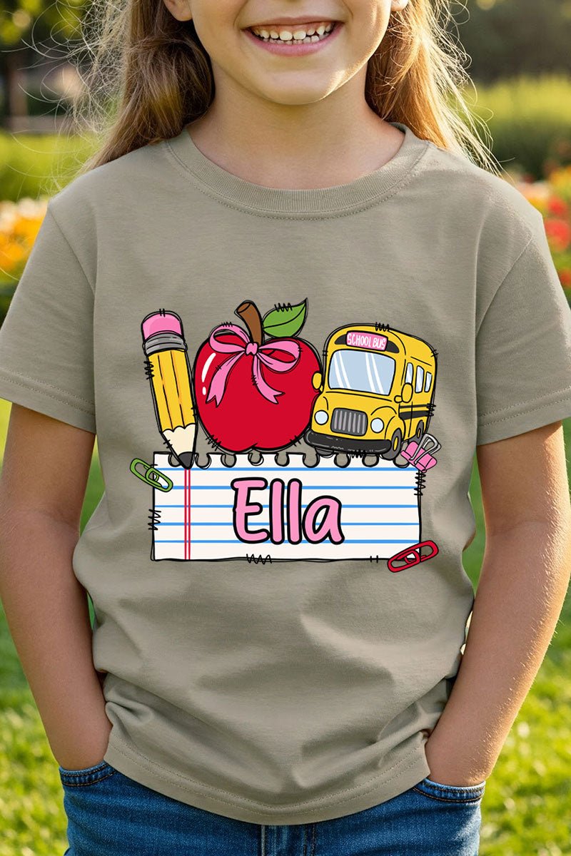 Youth Personalized Back-to-School Name Tag Girl Short Sleeve Relaxed Fit T-Shirt *Enter Kid's Name - Wholesale Accessory Market
