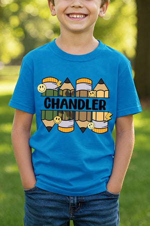 Youth Personalized Camo Pencil Pack Short Sleeve Relaxed Fit T-Shirt *Enter Kid's Name - Wholesale Accessory Market