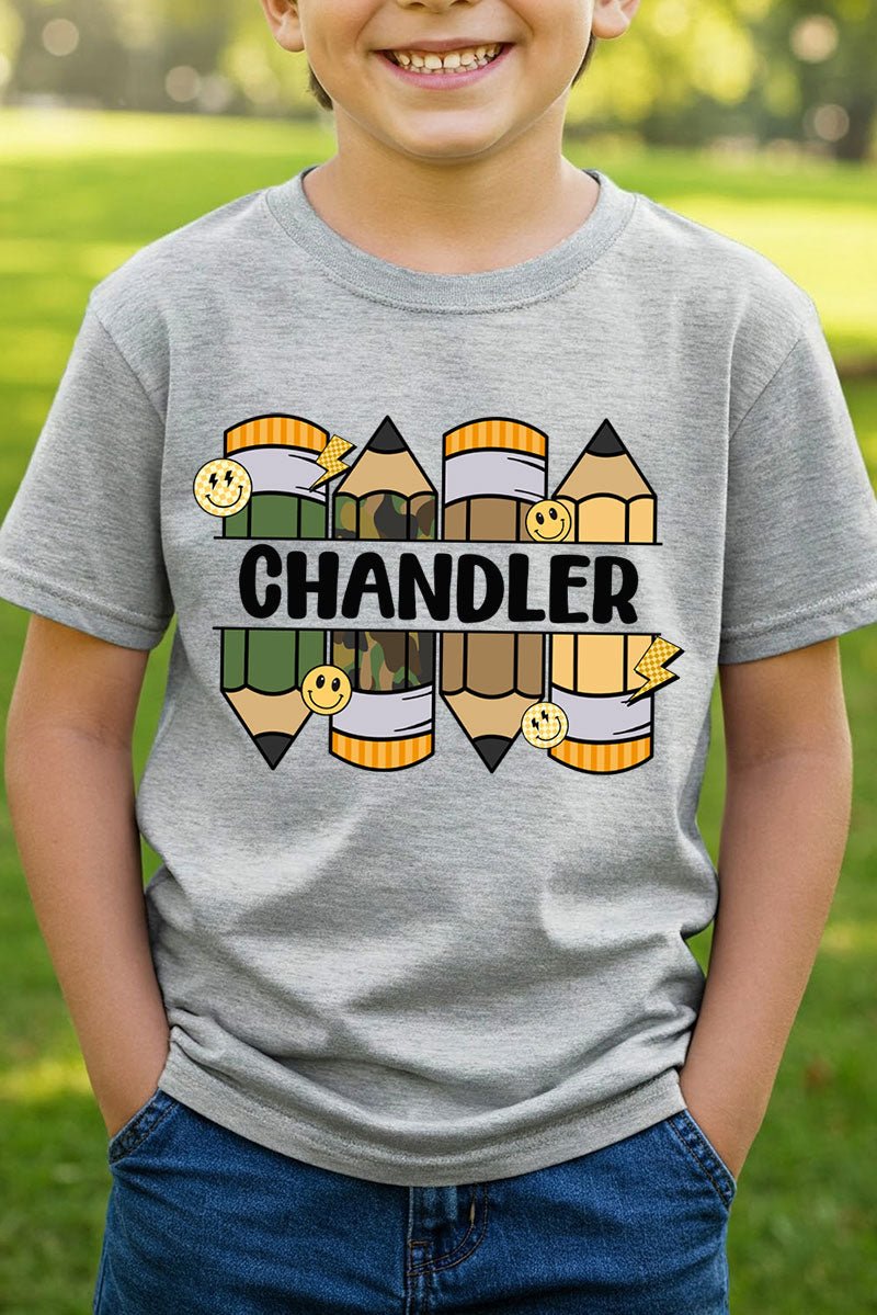 Youth Personalized Camo Pencil Pack Short Sleeve Relaxed Fit T-Shirt *Enter Kid's Name - Wholesale Accessory Market
