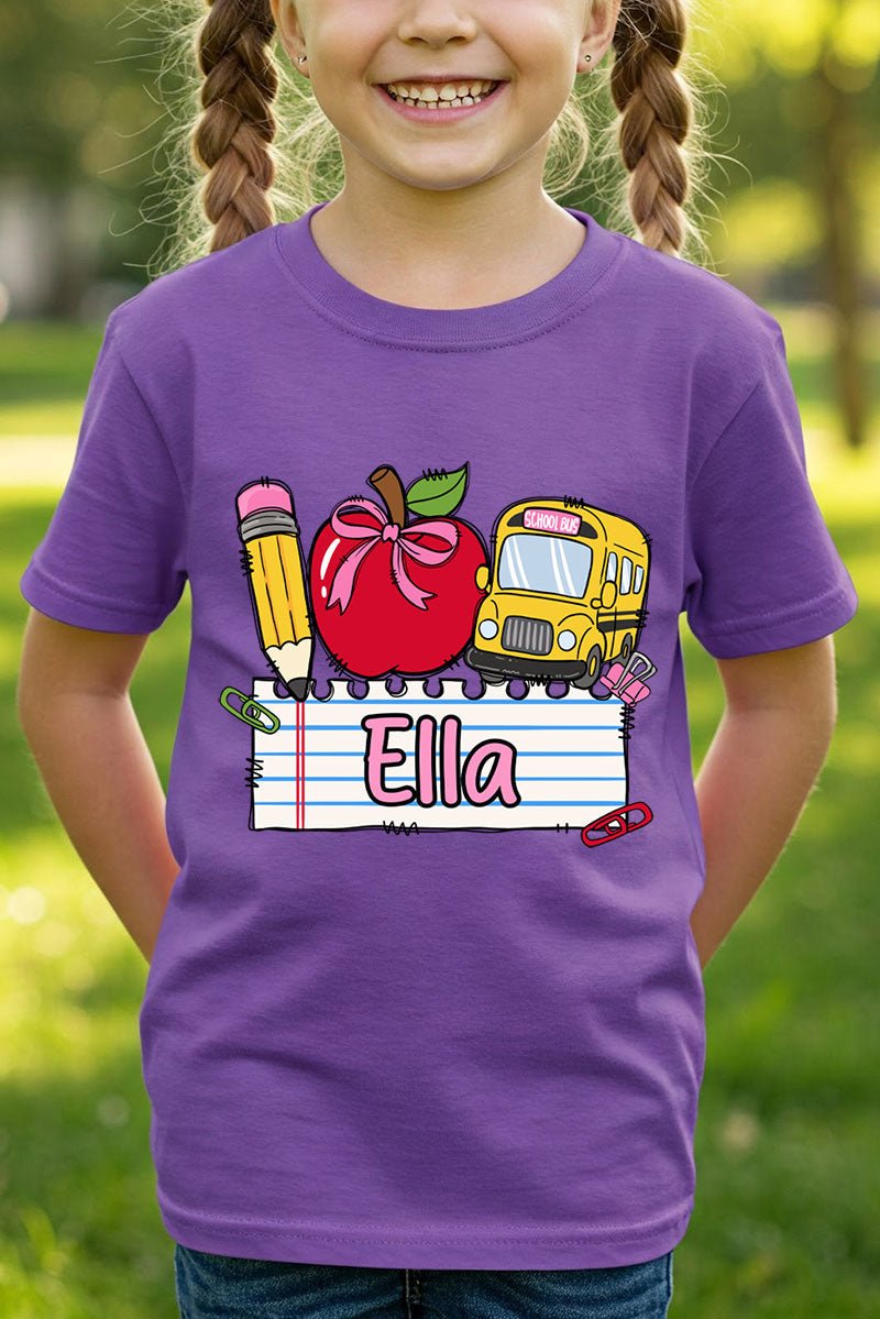 Youth Personalized Back-to-School Name Tag Girl Short Sleeve Relaxed Fit T-Shirt *Enter Kid's Name - Wholesale Accessory Market