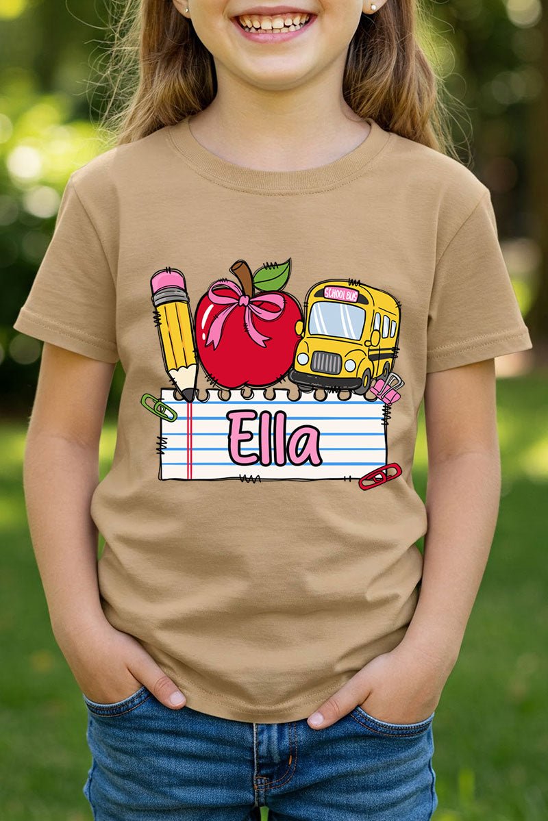Youth Personalized Back-to-School Name Tag Girl Short Sleeve Relaxed Fit T-Shirt *Enter Kid's Name - Wholesale Accessory Market