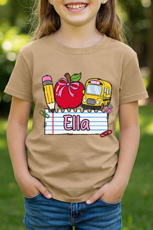 Youth Personalized Back-to-School Name Tag Girl Short Sleeve Relaxed Fit T-Shirt *Enter Kid's Name - Wholesale Accessory Market