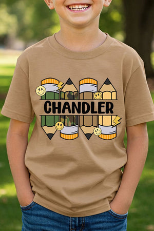 Youth Personalized Camo Pencil Pack Short Sleeve Relaxed Fit T-Shirt *Enter Kid's Name - Wholesale Accessory Market