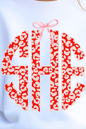 Youth Valentine Leopard 3 Letter Monogram Crew Sweatshirt - Wholesale Accessory Market