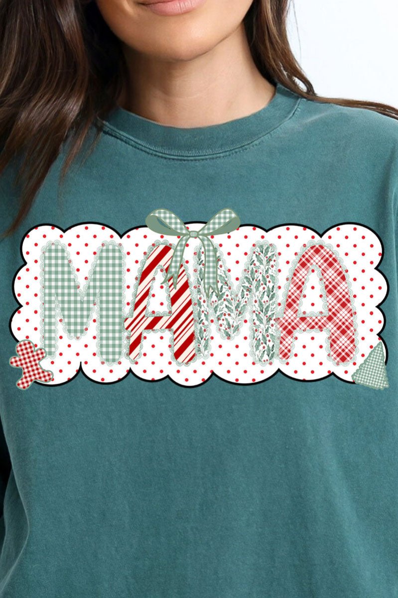 Green And Gingham Christmas Custom Name Comfort Colors Heavyweight Long Sleeve T-Shirt *Personalize Your Name - Wholesale Accessory Market