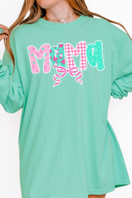 Pink And Preppy Christmas Custom Name Comfort Colors Heavyweight Long Sleeve T-Shirt *Personalize Your Name - Wholesale Accessory Market