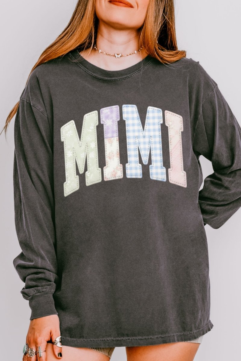 Personalized Soft Stitch Mom Name Comfort Colors Heavyweight Long T-Shirt *Choose Your Name - Wholesale Accessory Market