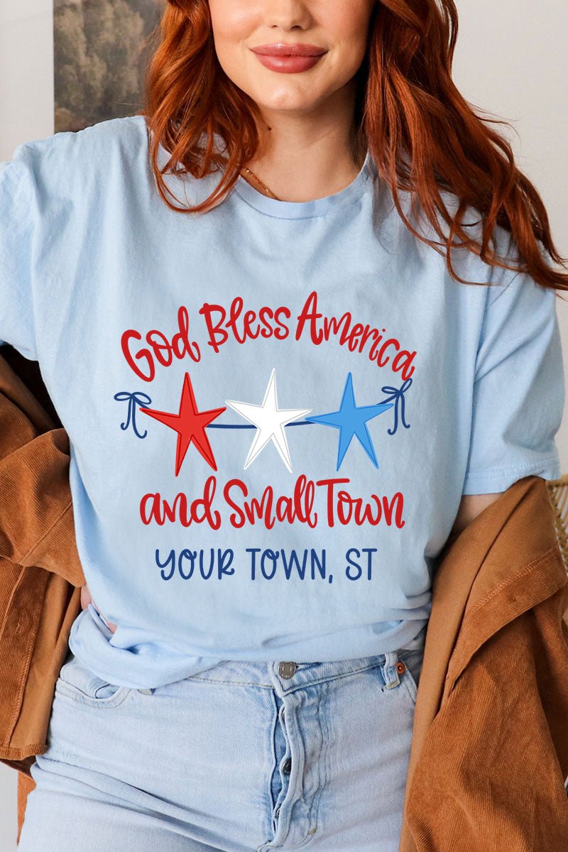 Personalized God Bless America And Small Town Softstyle Adult T-Shirt - Wholesale Accessory Market