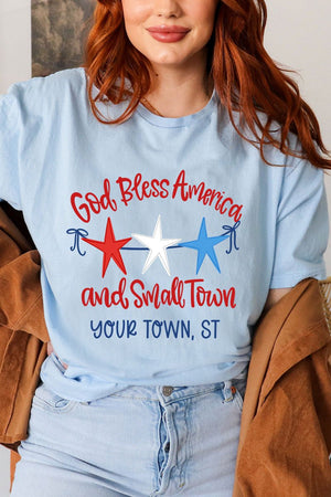 Personalized God Bless America And Small Town Softstyle Adult T-Shirt - Wholesale Accessory Market