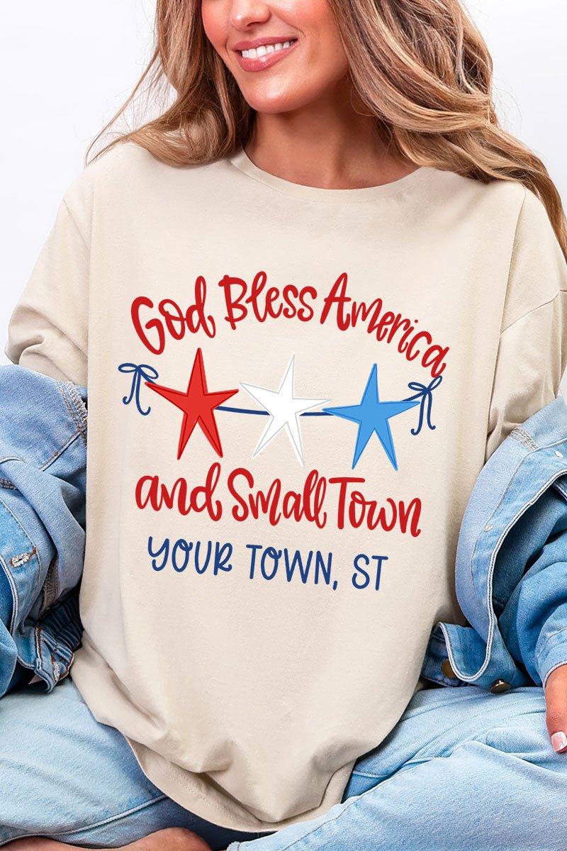 Personalized God Bless America And Small Town Softstyle Adult T-Shirt - Wholesale Accessory Market
