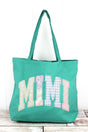 Personalized Soft Stitch Mom Name Pigment - Dyed Large Canvas Tote *Choose Your Name - Wholesale Accessory Market