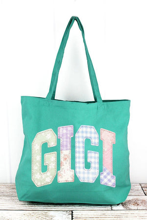 Personalized Soft Stitch Mom Name Pigment - Dyed Large Canvas Tote *Choose Your Name - Wholesale Accessory Market