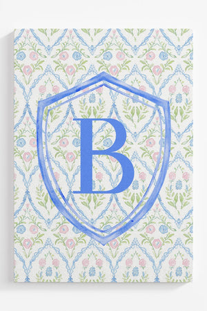 Grandmillennial Monogram Crest Ready To Frame Canvas Print *Choose Your Initial - Wholesale Accessory Market
