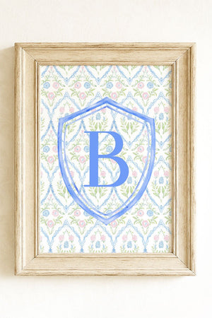 Grandmillennial Monogram Crest Ready To Frame Canvas Print *Choose Your Initial - Wholesale Accessory Market