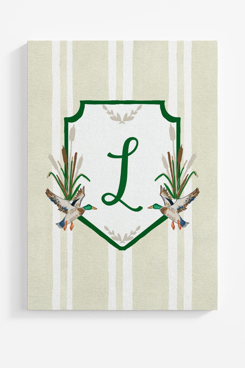 Personalized Mallard Crest Ready To Frame Canvas Print *Choose Your Initial - Wholesale Accessory Market