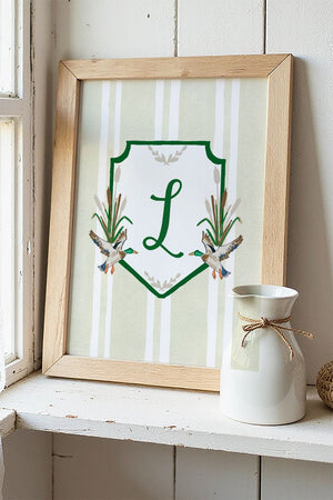 Personalized Mallard Crest Ready To Frame Canvas Print *Choose Your Initial - Wholesale Accessory Market
