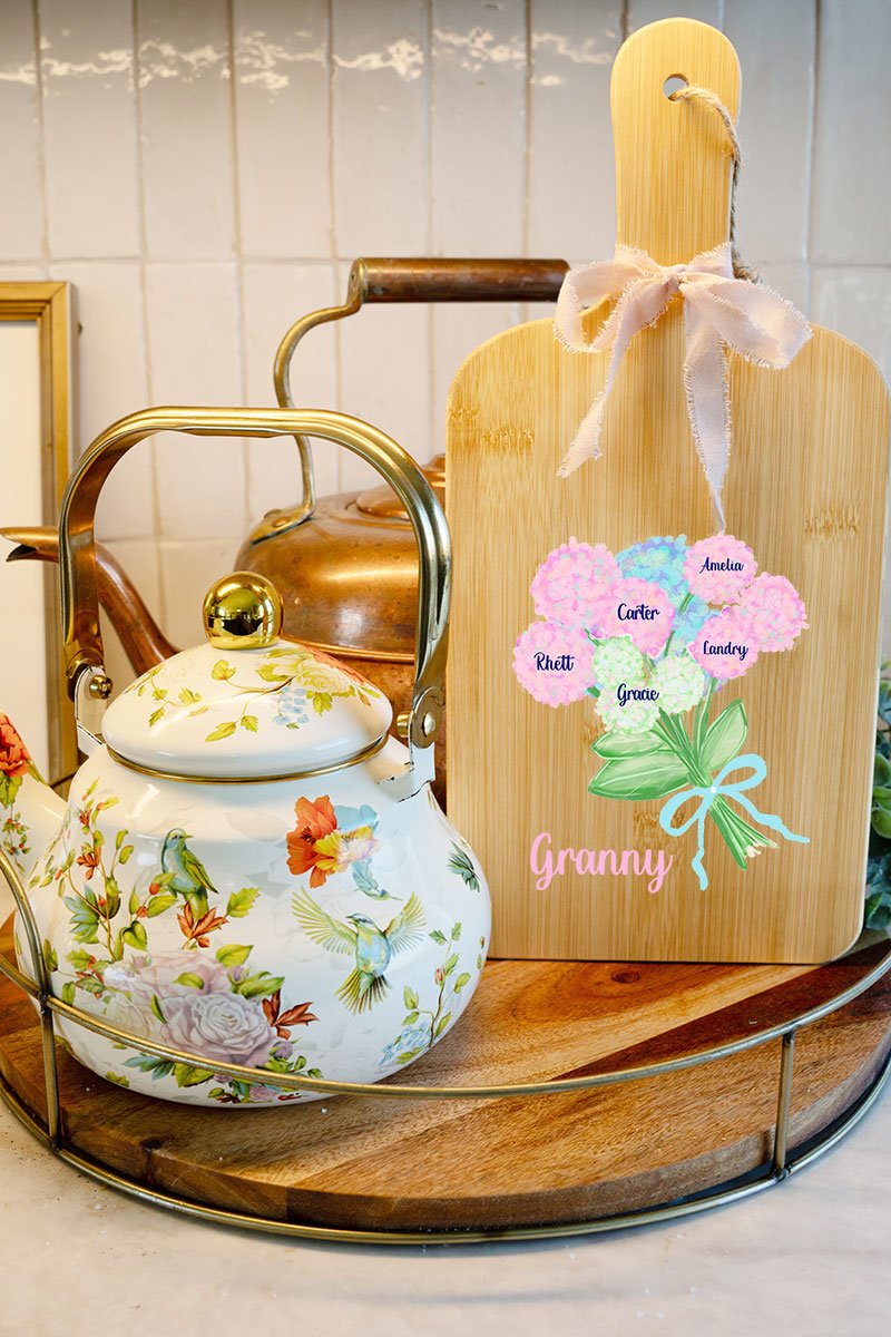 Personalized Family in Bloom Decorative Wood Cutting Board *Personalize Names - Wholesale Accessory Market