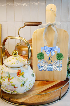 Personalized Preppy Ginger Jar Garden Wood Cutting Board *Choose Your Initial - Wholesale Accessory Market