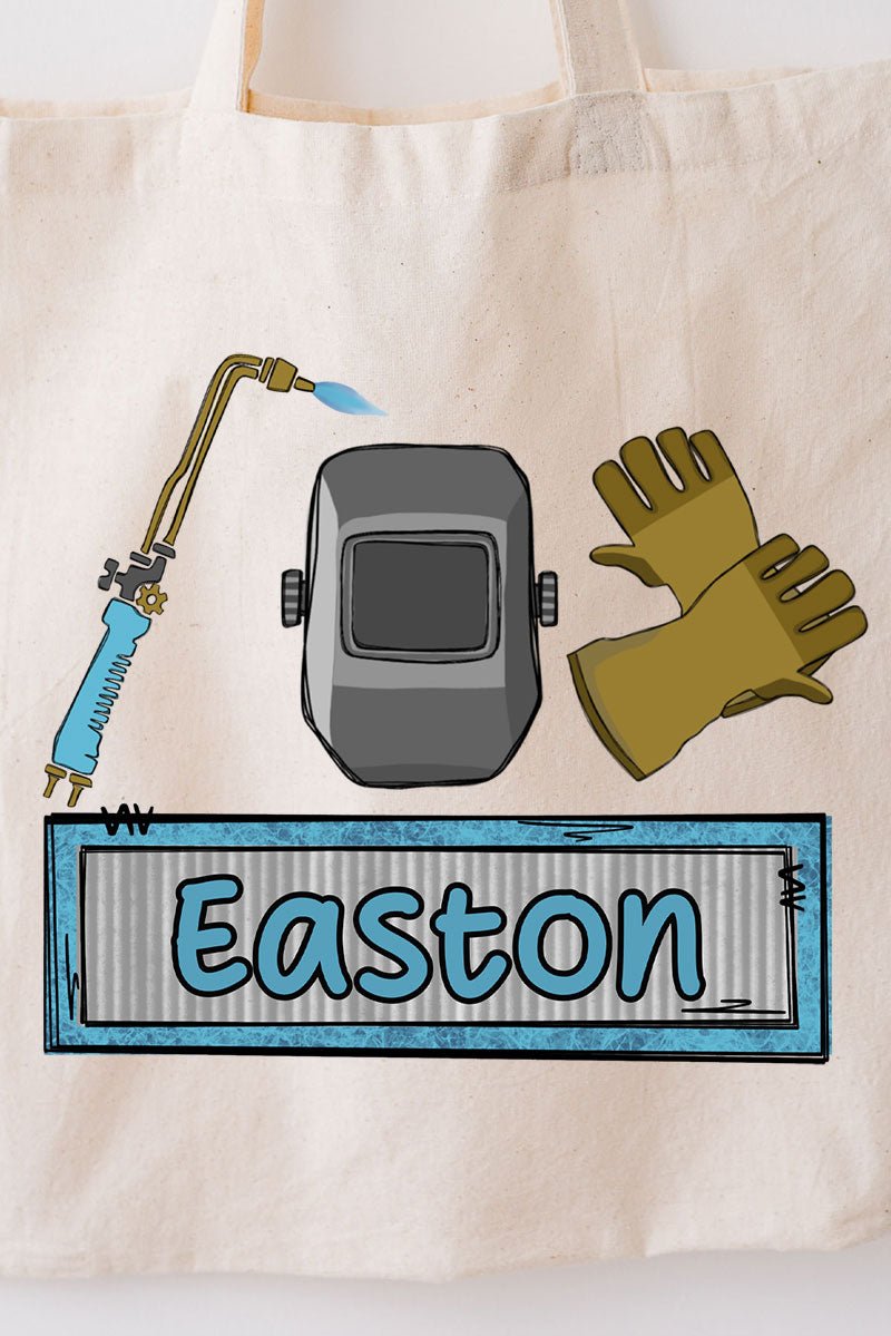 Personalized Blue Mini Metal Maker Small Canvas Tote *Personalize Your Name - Wholesale Accessory Market