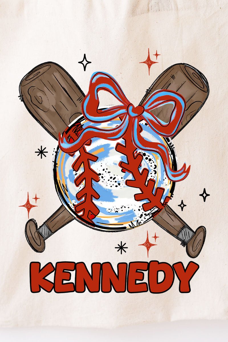 Personalized Coquette Home Run Hitter Small Canvas Tote *Personalize Your Name - Wholesale Accessory Market