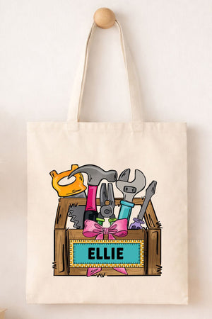 Personalized Coquette Little Fixer Small Canvas Tote *Personalize Your Name - Wholesale Accessory Market