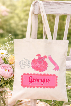Personalized Crowned Cutie Small Canvas Tote *Personalize Your Name - Wholesale Accessory Market