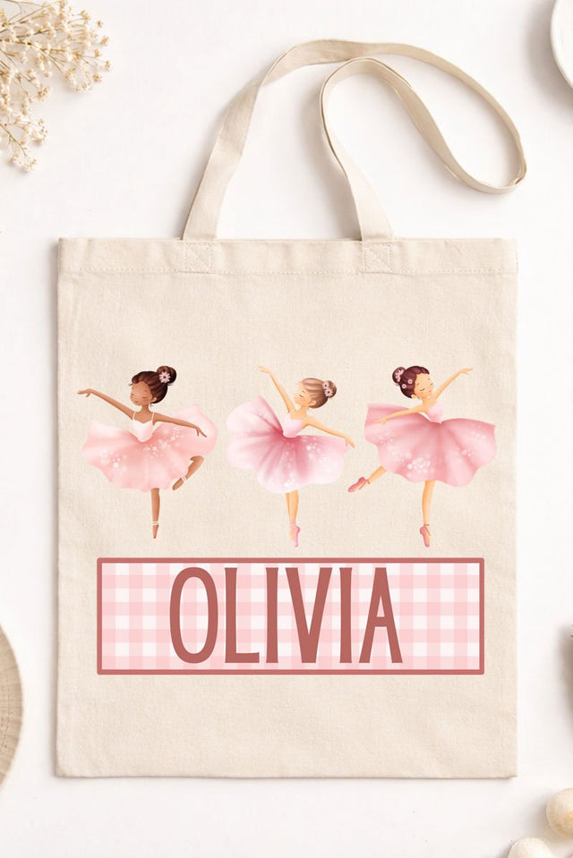 Personalized Dancing Trio Medium Canvas Tote *Personalize Your Name - Wholesale Accessory Market