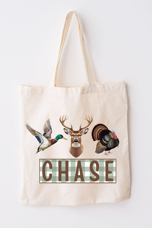 Personalized Hunting Trio Medium Canvas Tote *Personalize Your Name - Wholesale Accessory Market